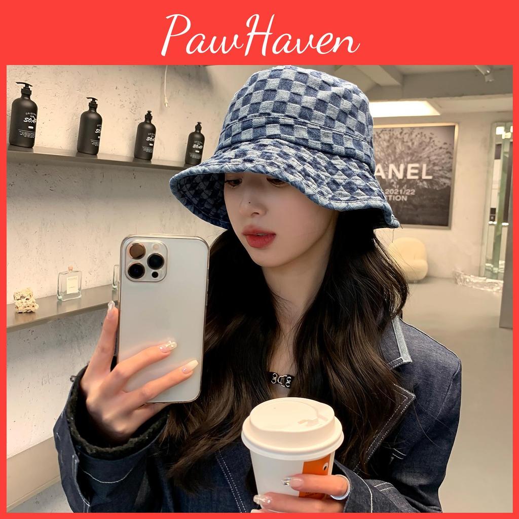 Fit Denim Comfort Fisherman Hat For Women Plaid Pattern And Material Breathable
