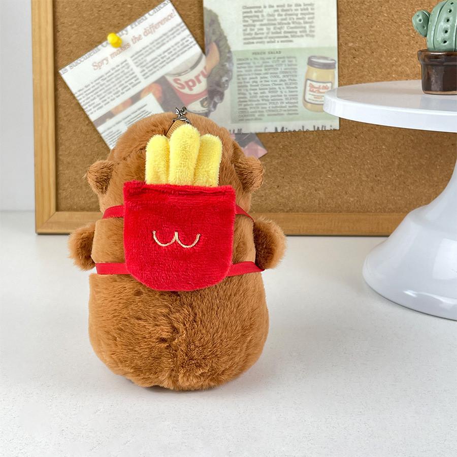 Creative Capybara Cute French Fries Plush Keychain Adorable Backpack Toy Kids For