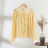 2025 Korean Version of the New Loose Women's Shirt Top French Simple Solid Color Round Neck Long-sleeved Versatile Shirt