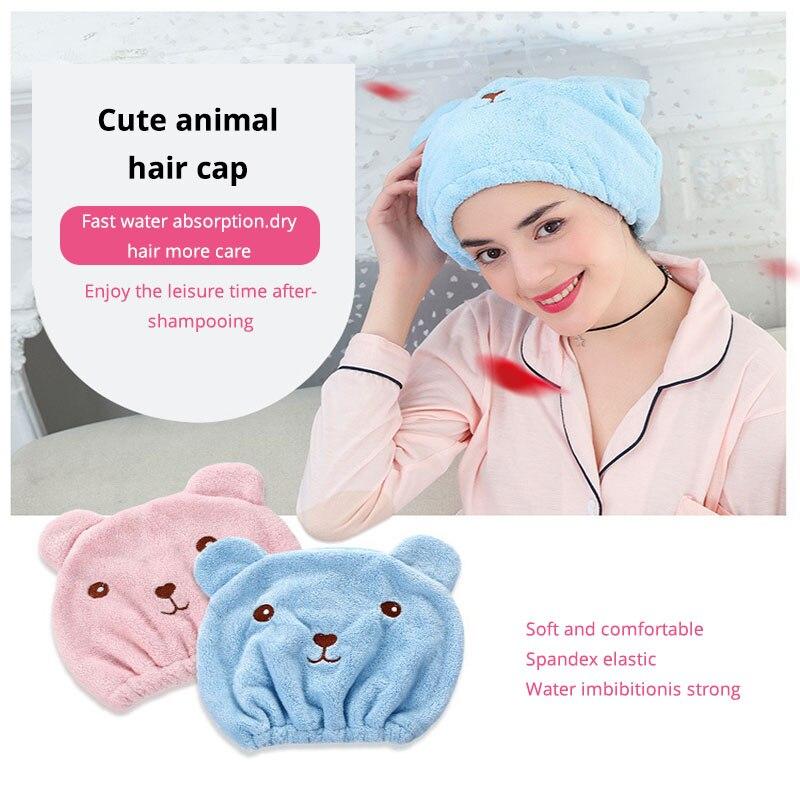 FASHION Lovely Little Bear Hair Drying Cap Towel Microfiber Quickly Dry Hair Shower Hat Wrapped Towels Bathing Cap Bathroom Accessories