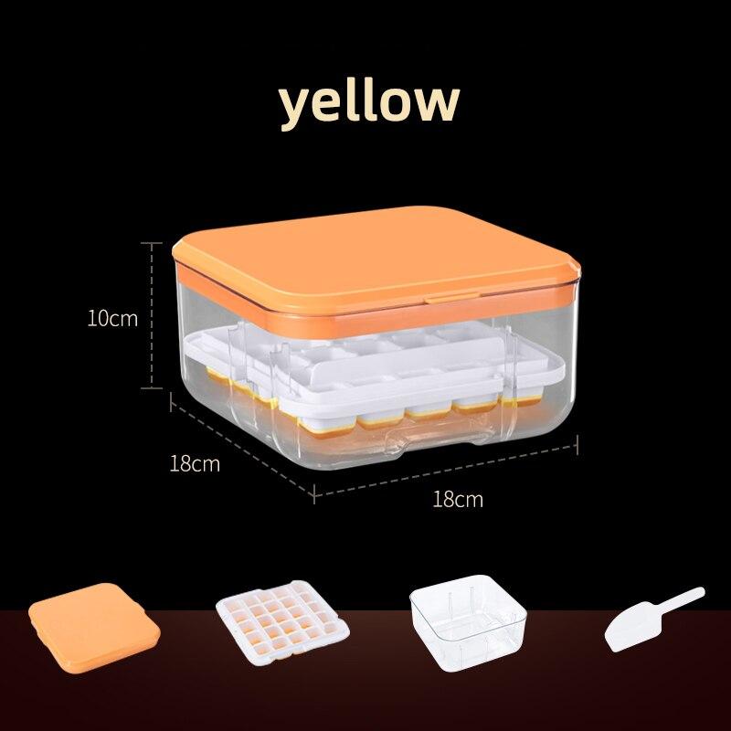 

Форма для льда из силикона, пищевая решетка для льда, пресс для замороженных блоков льда, ящик для льда с крышкой, бытовой ящик для льда большой емкости жёлтый