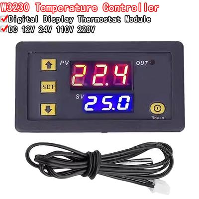 W3230 DC 12V 24V 110V 220V AC Controler digital de temperatură Termostat cu afișaj LED cu comutator de încălzire și răcire Senzor NTC
