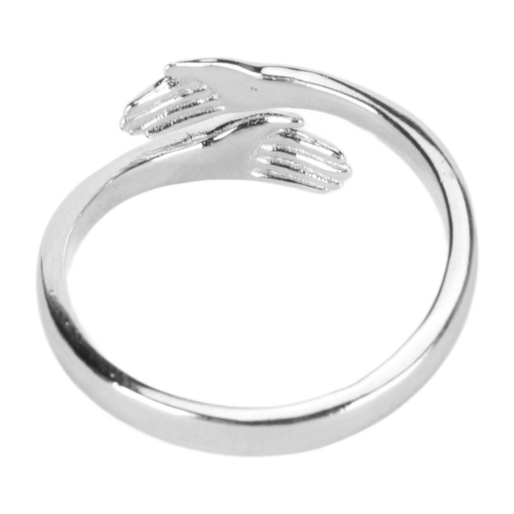Women Hug Ring Wedding Party Silver Fashionable Elegant Adjustable Open Ring Jewelry Accessory