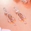 Estele Designer Rose Gold Earrings with CZ Shooting Star and Mint Pink Stones for Women