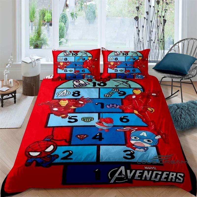 Cartoon pattern duvet cover and pillowcase bedding set, bedroom decoration for boys and girls, Spider-Man themed gift for childr