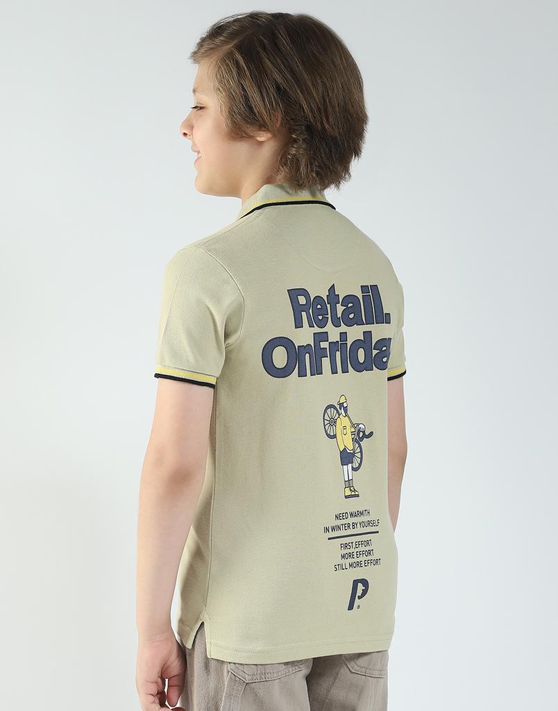 MONTE CARLO Boys's Regular Fit Printed Polo Half Sleeve T-Shirt