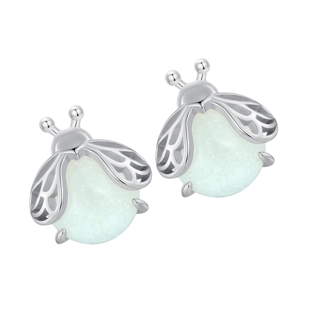 Glowing Firefly Silver Stud Earrings 925 Silver