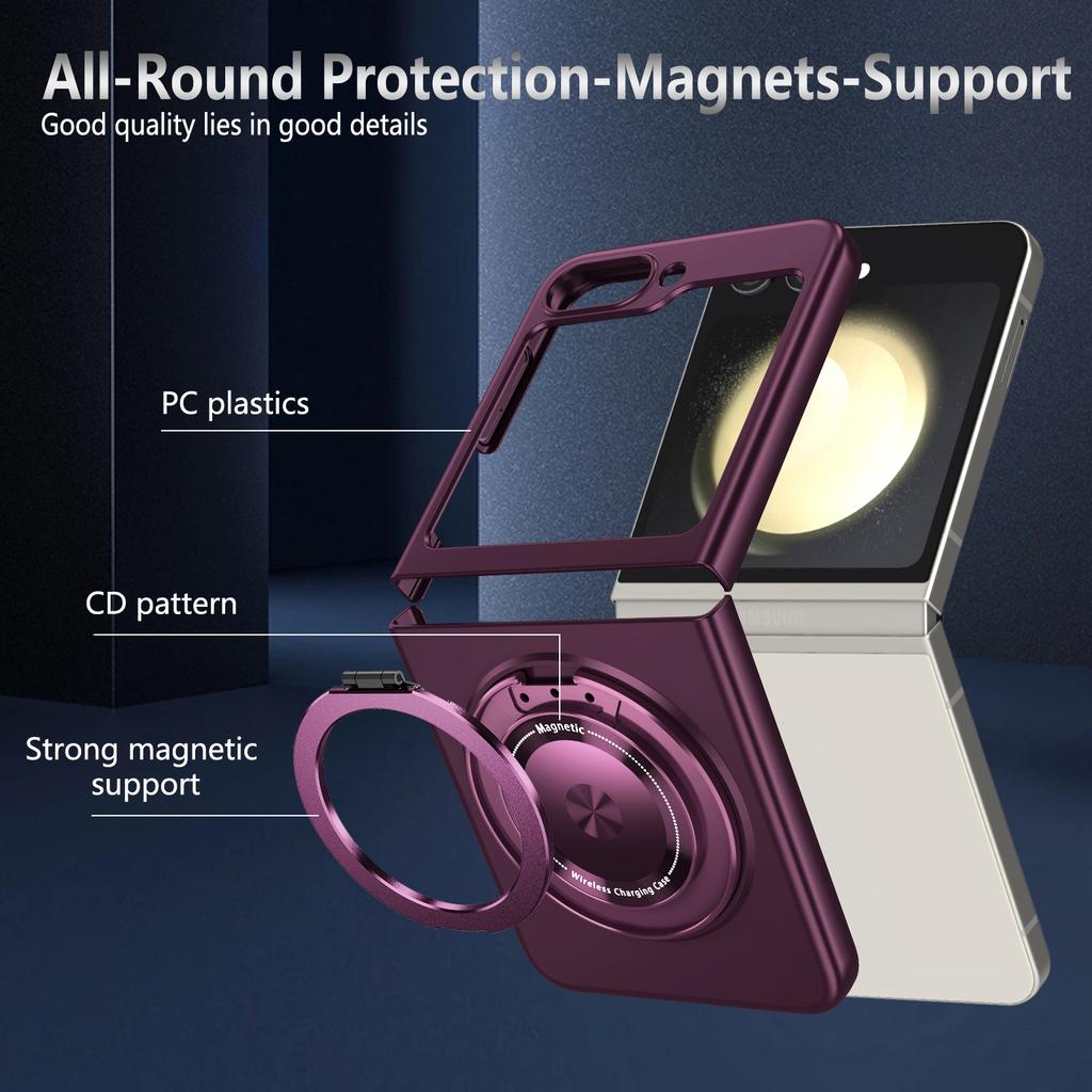 For Samsung Galaxy Z Flip5 5G Magnetic Case Invisible Kickstand PC+TPU Phone Cover