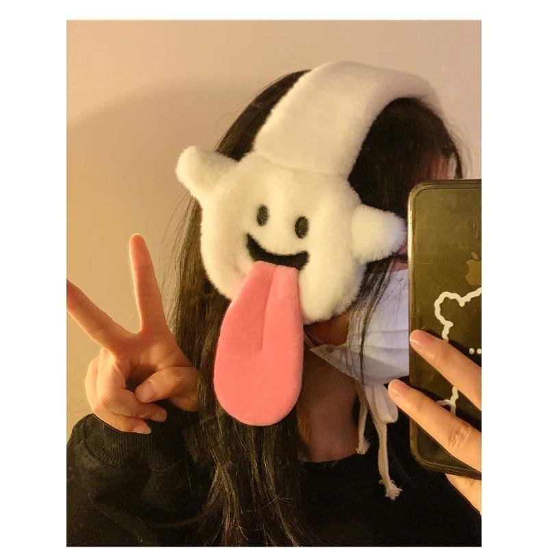 

Персонализированные мультяшные забавные плюшевые наушники с высунутым языком для женщин, осенние и зимние теплые наушники для ушей, теплые для езды на велосипеде