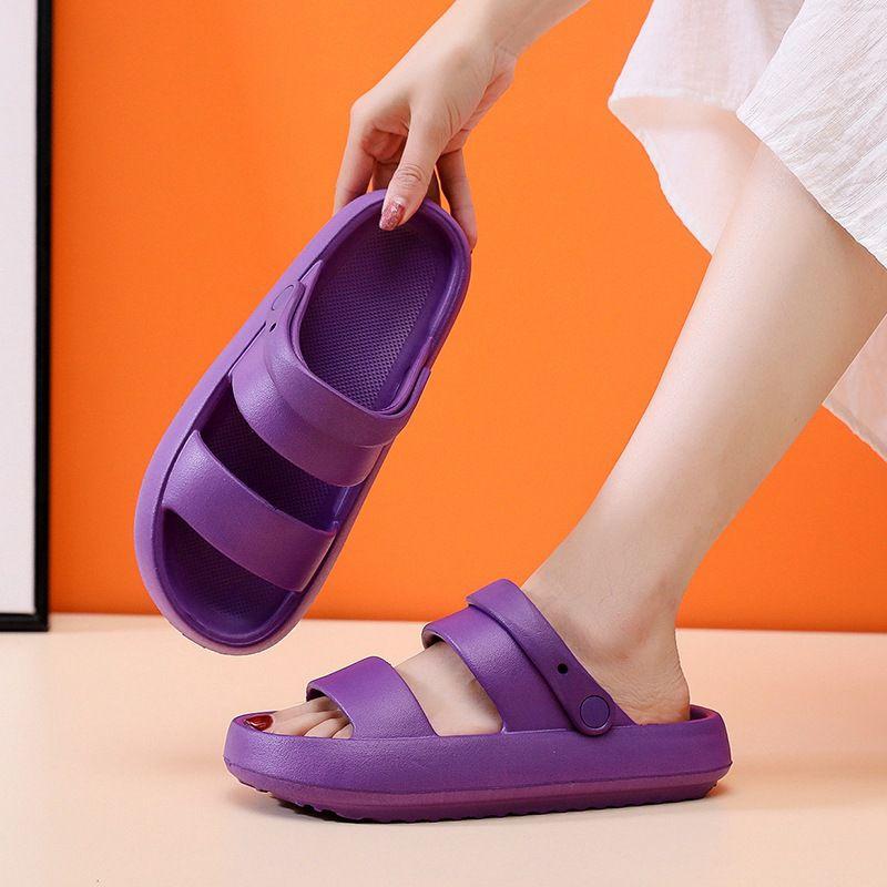 Cute And Comfortable Thick Sole Slippers For Women In Pink Purple Light Green Beige Black And Dark Blue