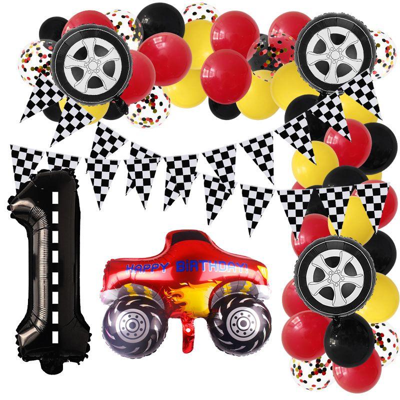Racing-themed Party Balloon Set for Children's Birthday Party Decorations