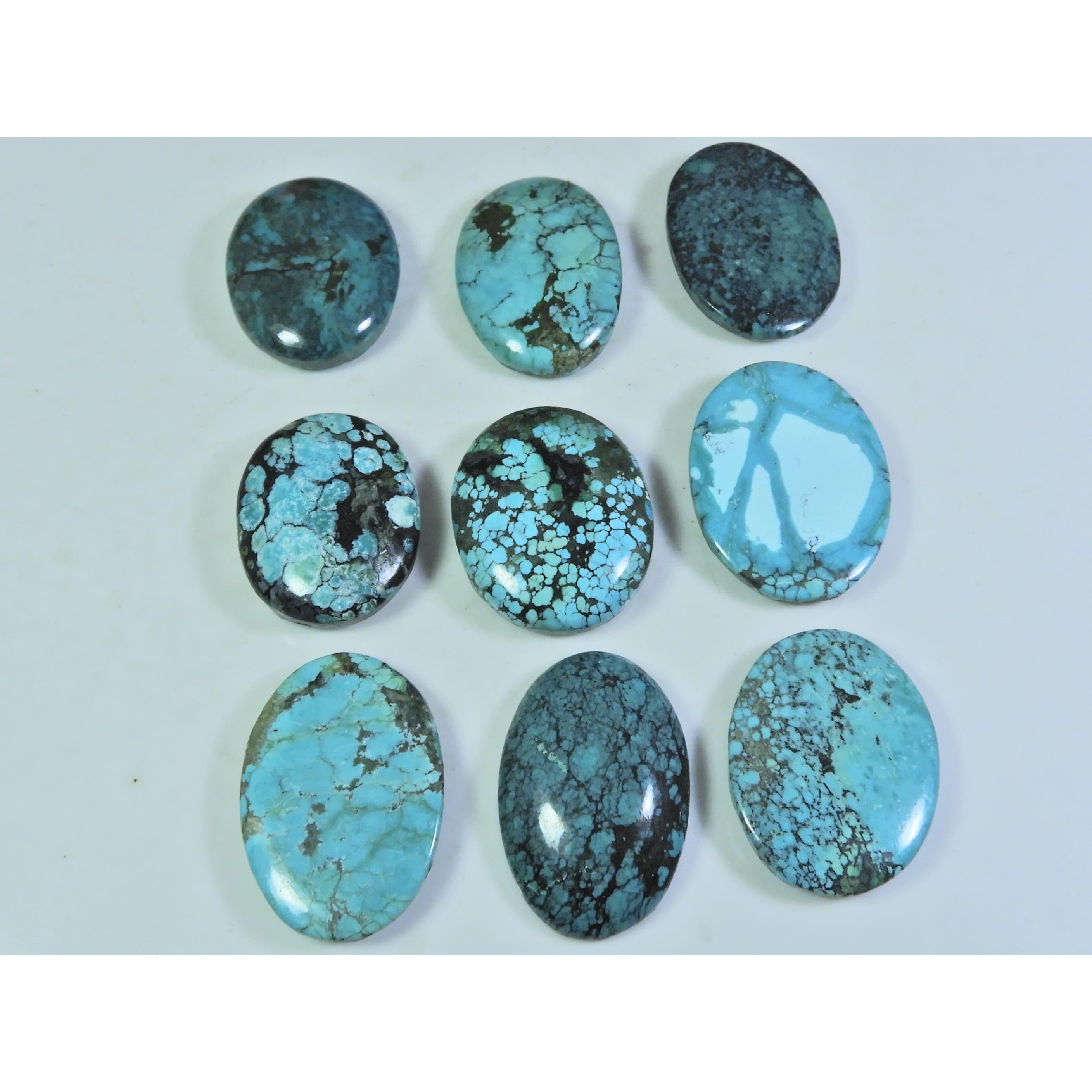 

172Cts. Натуральная тибетская бирюза овальный кабошон рассыпной драгоценный камень лот 09 шт. C-205