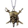 Pirates Of The Caribbean Necklace Movie Jack Sparrow Aztec Skeleton Skull Heads Pendant Punk Medallion Vintage Jewelry