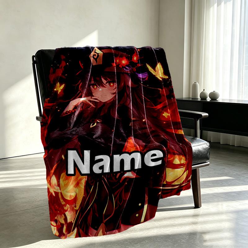 Personalizowany koc z nadrukiem Genshin Impact, Dekoracja domu, Sypialni, Sofy, Kempingu, Kanapy, Prezenty na Urodziny Boże Narodzenie