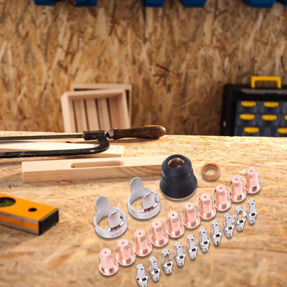 24pcs IPT40 Plasma Tips Kit Tip Electrode Kit Torch Plasma Cutting Shield Cap for YESWELDER CUT 55DS Pro CUT 65DS Plasma Cutter