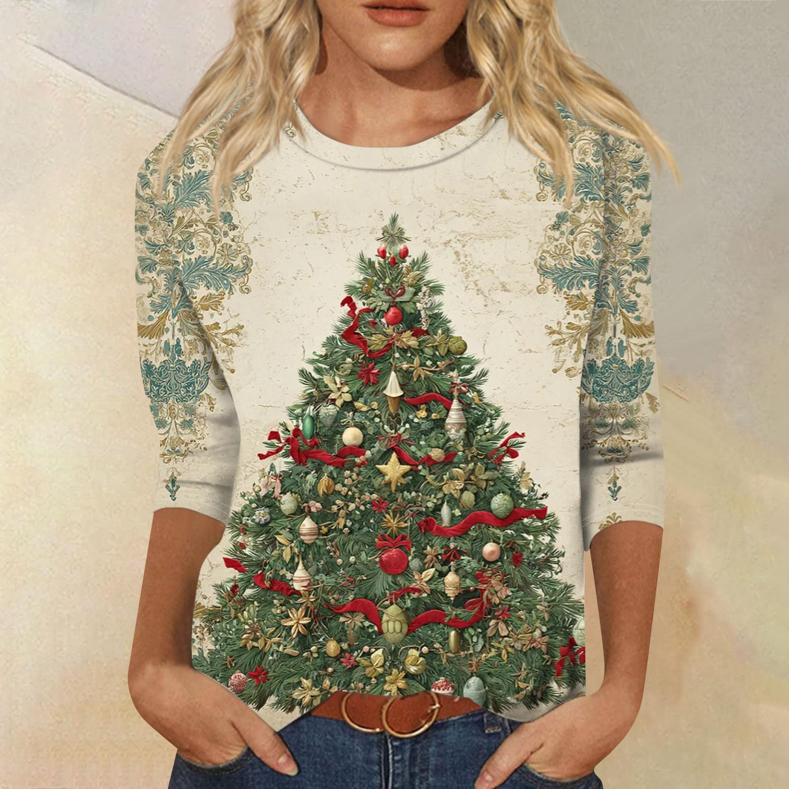 

Женская модная повседневная свободная футболка с круглым вырезом и рукавами 3/4 с принтом, женский топ L