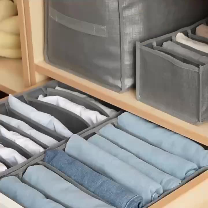 Kleiderschrank Aufbewahrungsbox: Unterteilt für Socken, Unterwäsche & Hosen, Vliesstoff, Tragbar