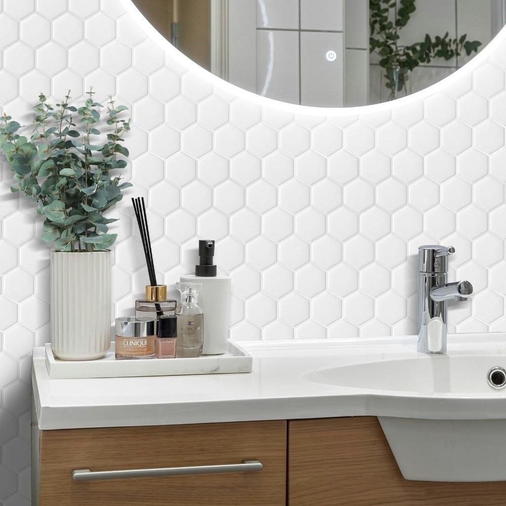 Self-adhesive Peel and Stick Backsplash Waterproof 12*1 2inch Wallpaper Heat-resistant Oil Proof Stick Tile for Kitchen Bathroom