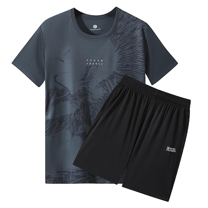 

Унисекс Быстросохнущий Повседневный Летний Спортивный Костюм: Футболка с коротким рукавом и шорты для футбола и бега L