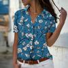 women's short sleeve shirt Summer Vintage Floral Print Tops blouses Ladies Shirts