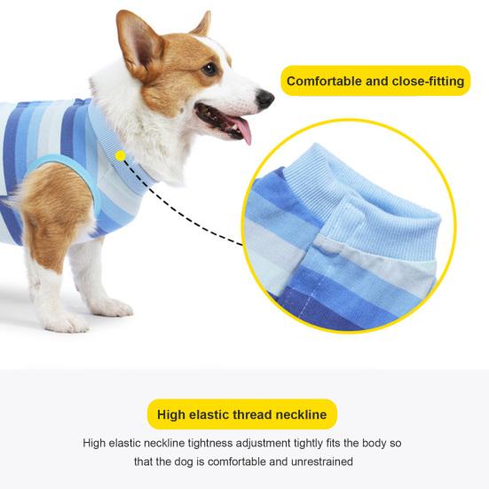Yousheng Dog Weaning Suit Stripes Pattern Wound Recovery Elastic Pet Surgery Recovery Suit Pet Supplies