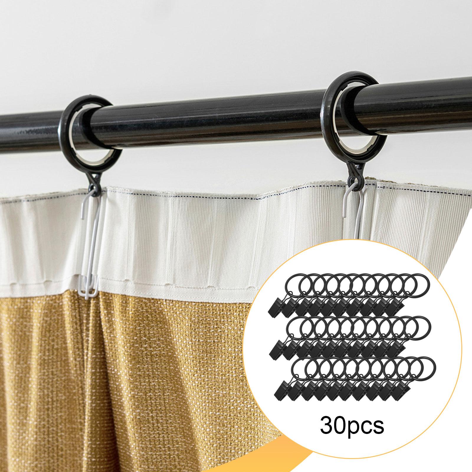

Curtain Rings with Clips Durable Steel Replacement Parts Accessories for Hanging Curtains Rails in Office or Home