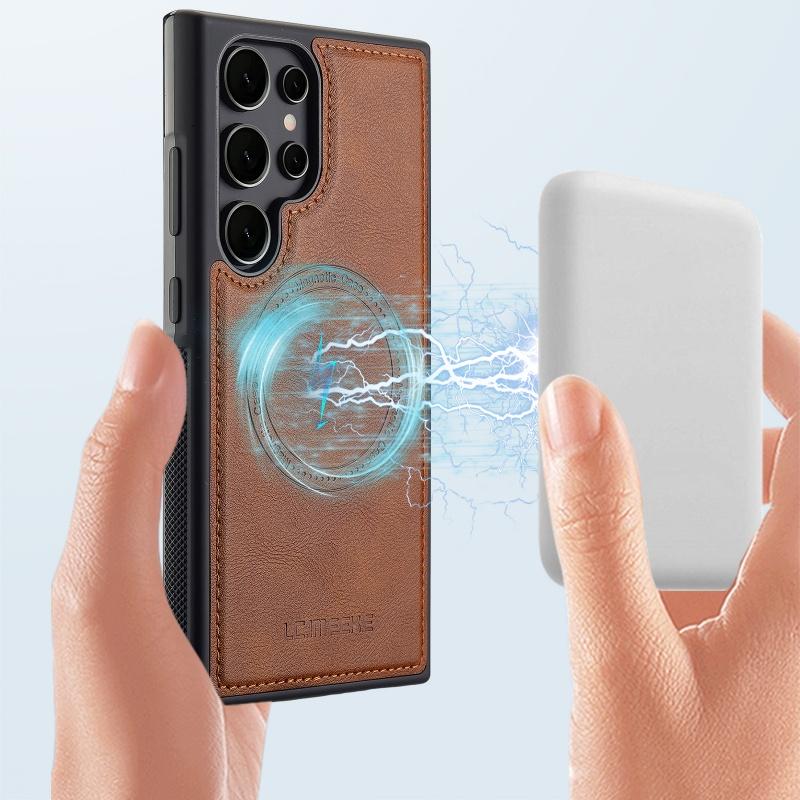 EUCAGR Luxury PU Leather Magnetic Wireless Charging Phone Case For Samsung Galaxy S26 Ultra/S25/S24/S23/S22/S21/S20FE Back Cover