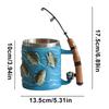 Grip Handle Fishing Coffee Mug Resin Simulated Fishing Line Cup Funny Funny Fishing Mug  Water Cup