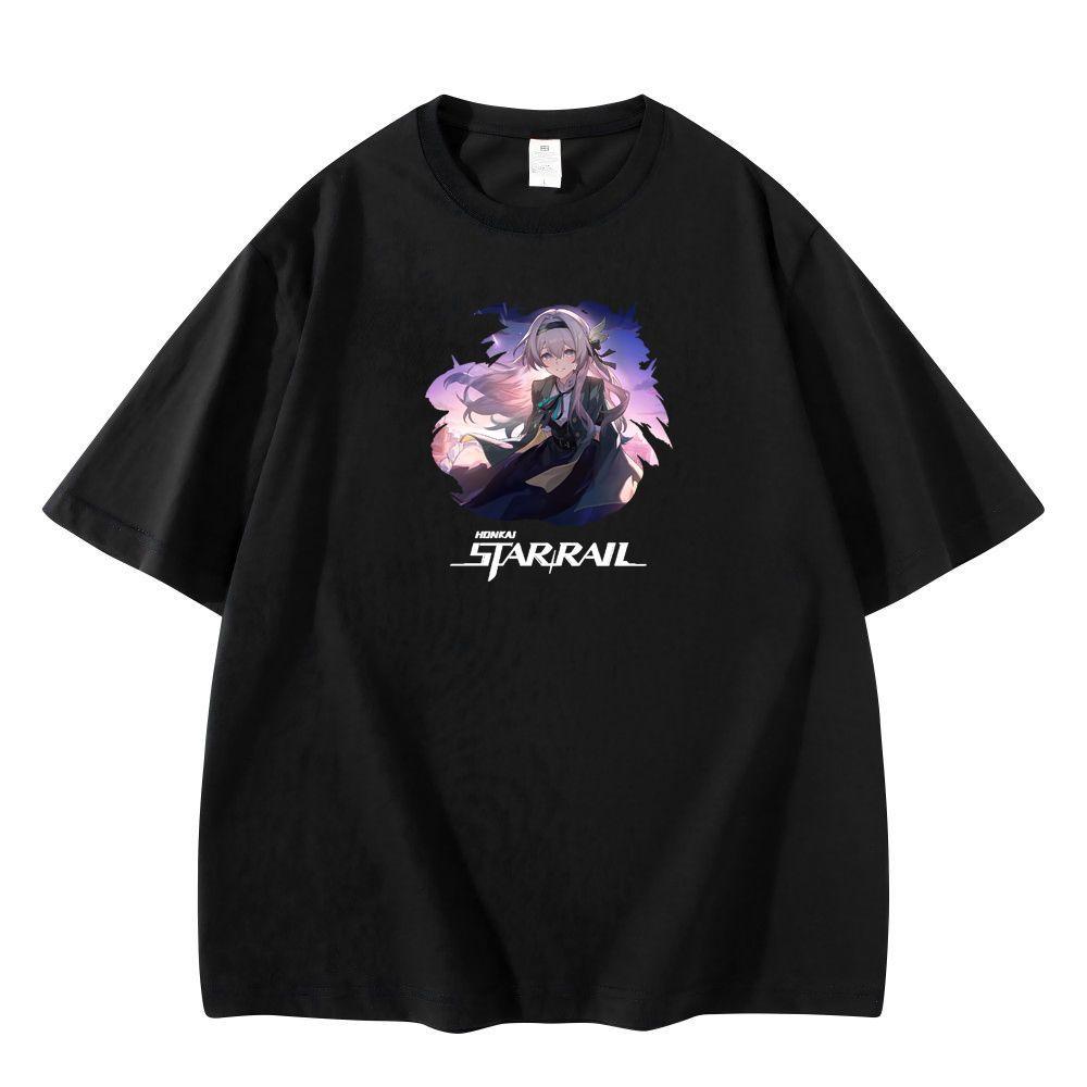 New Anime Honkai Star Rail Firefly Cosplay Printed Short Sleeve TShirt Casual Tee Fashion Vintage Shirts Versatile In Summer