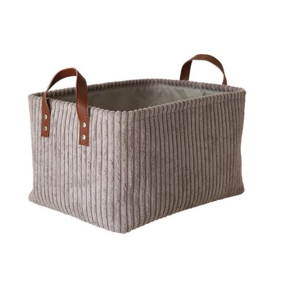 Corduroy Storage Basket Collapsible Storage Bin with Reinforced Handles Foldable Basket Organizer for Kids Toys Clothes Closet Laundry Room Bedroom