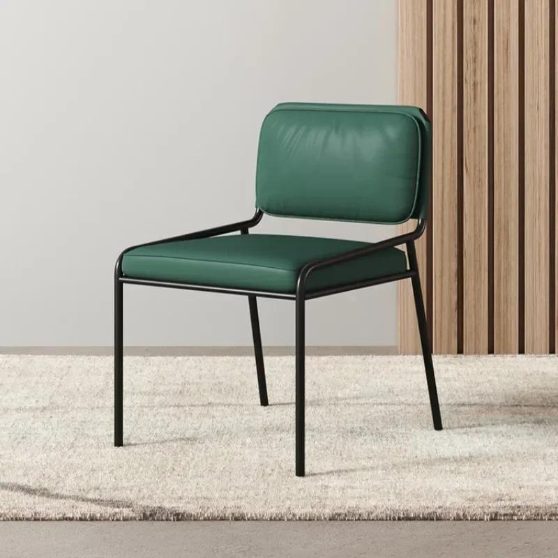 Nordic Light Luxury Designer Soft Bag Backrest Chair Home Simple Dining Stool Comfortable Leather Office Chairs Home Furniture