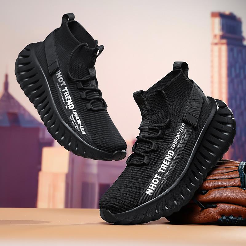 Large size summer new fly-woven sneakers thick-soled breathable sports running shoes