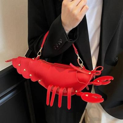 Sac bandoulière forme homard pour jeunes filles Sac à main en cuir PU uni Sac mignon créatif drôle Sac jouet décontracté Sac téléphone bandoulière