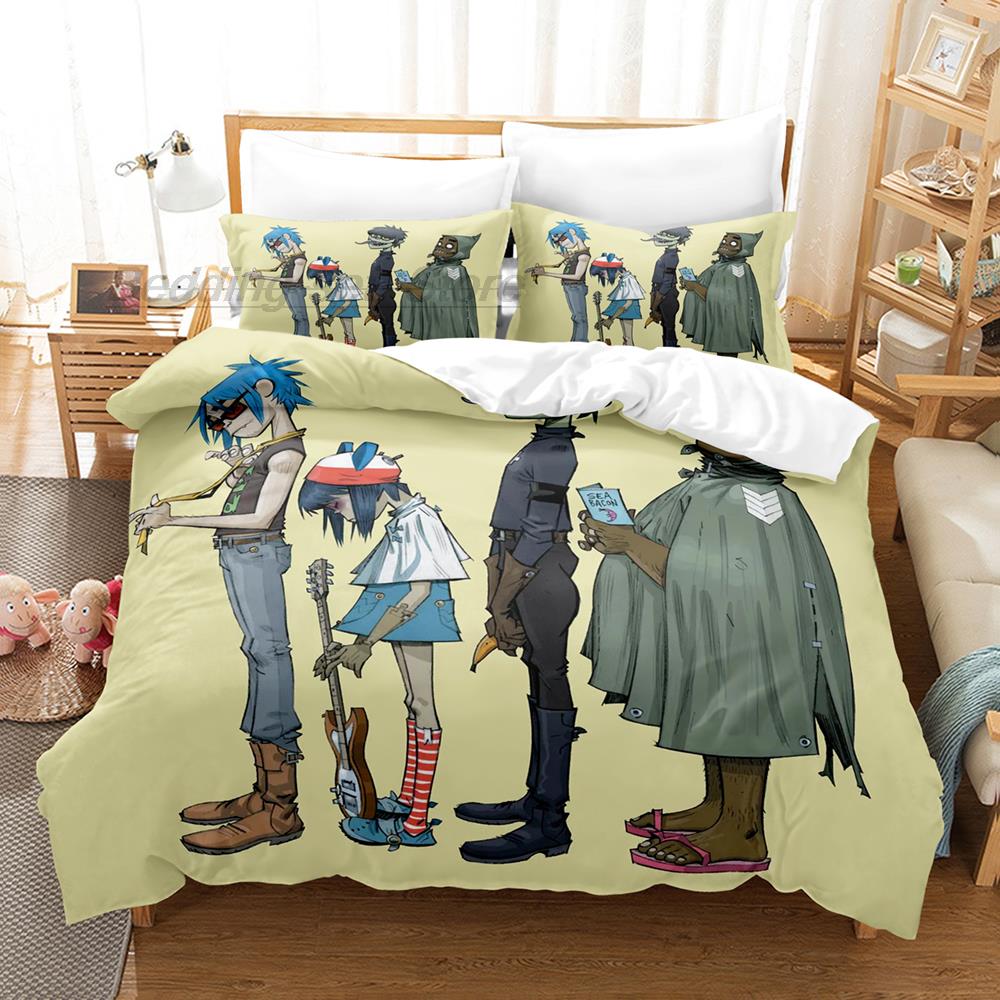Musik Gorillaz Bettwäsche Set Einzelbett Twin Full Queen King Size Bettwäsche Set Aldult Kinder Schlafzimmer Bettbezug Sets 3D Druck Gorillaz 2022