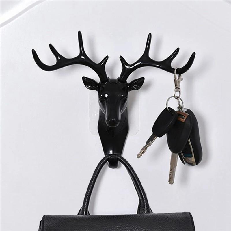 ABWR-Deer Shape Home Decoration Hook Wall Shelf Wall Hanging Wall Personality Deer Head Wall Key