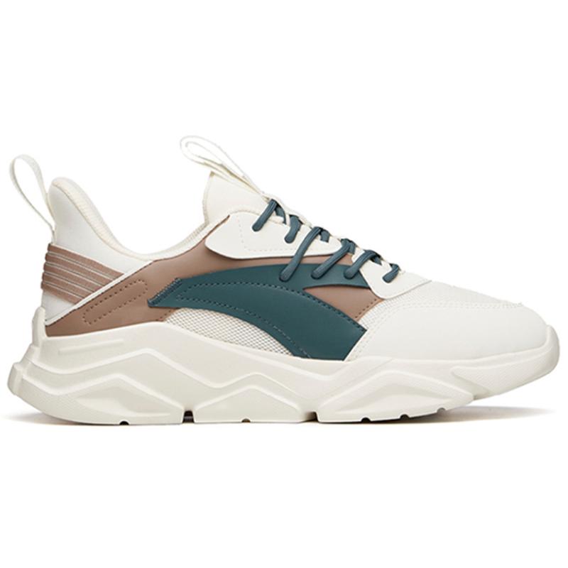 Anta Life Collection Cushioned Anti-Slip Wear-Resistant Breathable Lightweight Low-Top Casual Shoes Men's Green White Sneakers 912038820-6