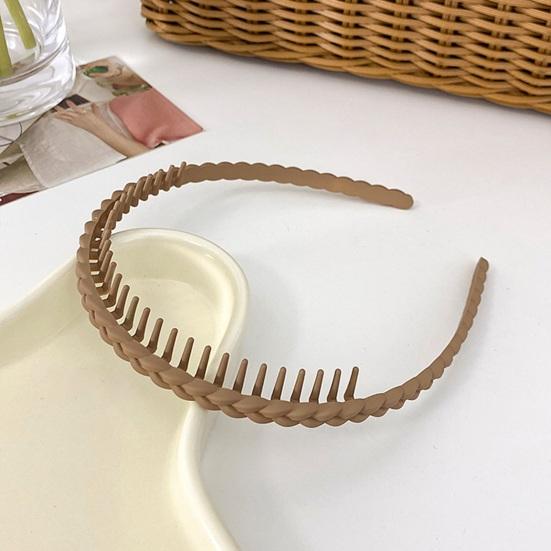 Women Headband Elastic Solid Color Anti-slip Frosted Braid Broken Hair Organization Face Washing Bath Hair Hoop with Teeth Female Headwear