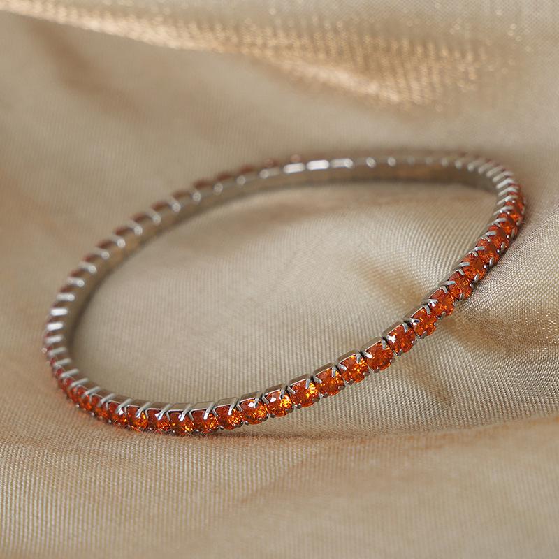 Multicolor Zircon Gold-Plated Titanium Steel Elastic Bracelet
