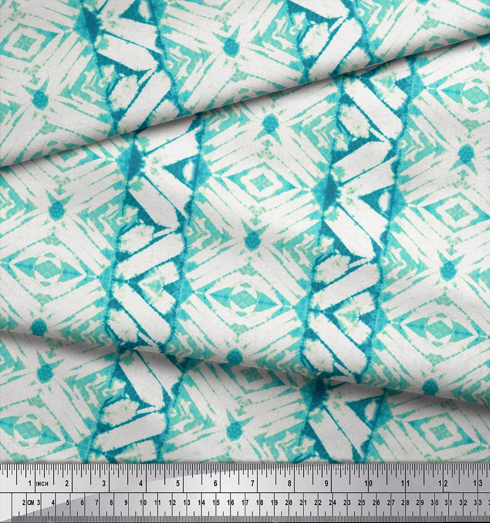 Soimoi Brauner Poly Kreppstoff Geometrischer Batikdruck Stoff pro Yard 42 Zoll