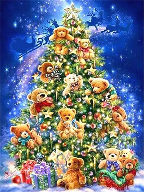 Diy 5d Full Diamond Malba Výšivka Čtvercová Kulatá Vrtačka Vánoční Strom Zvonek Mozaika Nábytek Dekorace Ruční výroba Hobby dárek