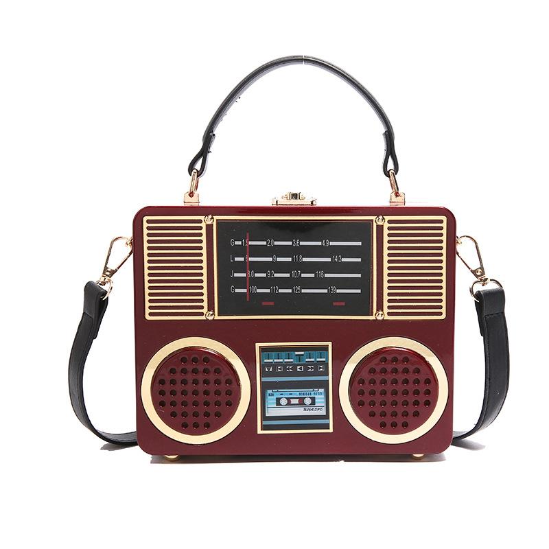 Bolsa rádio retrô acrílica 2025 nova moda personalizada pequena bolsa quadrada feminina portátil mensageiro caixa bolsa