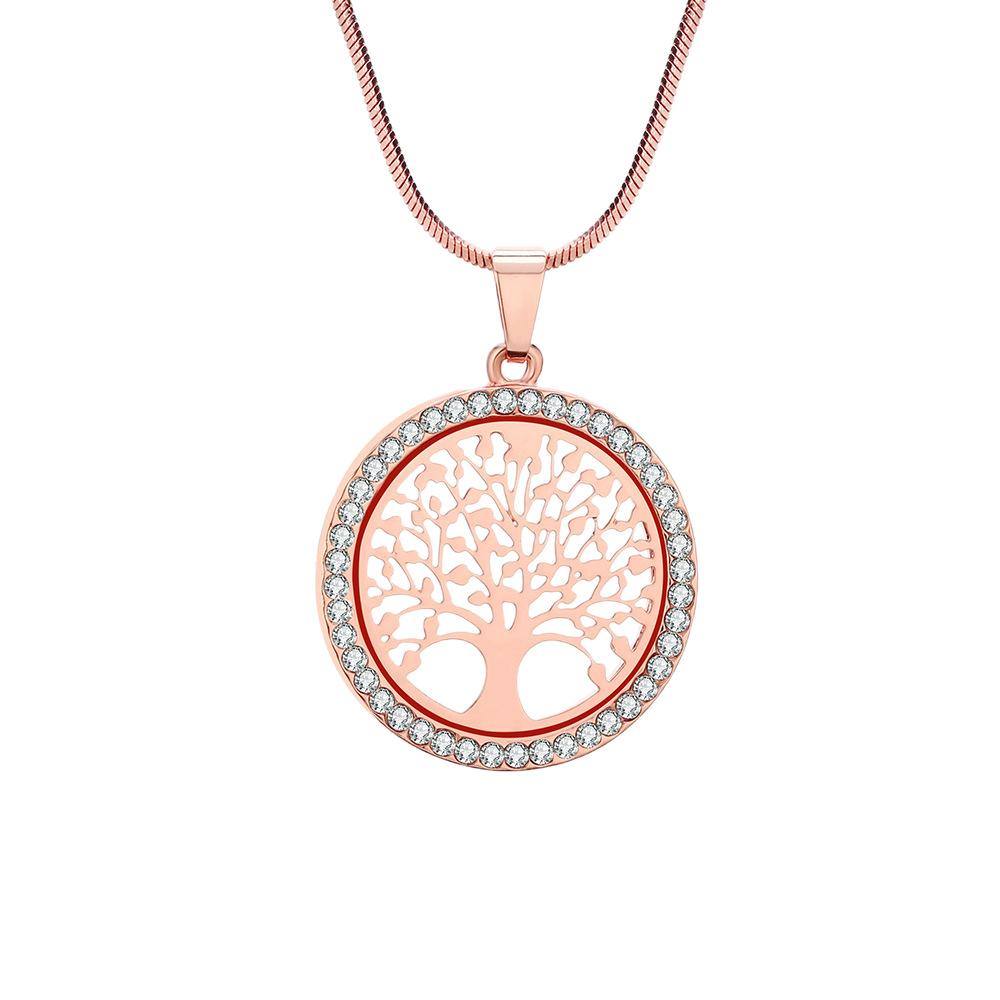 Livets Tre Rundt Lite Anheng Halskjede Gull Sølv Farge Bijoux Collier Elegant Dame Smykker Gaver