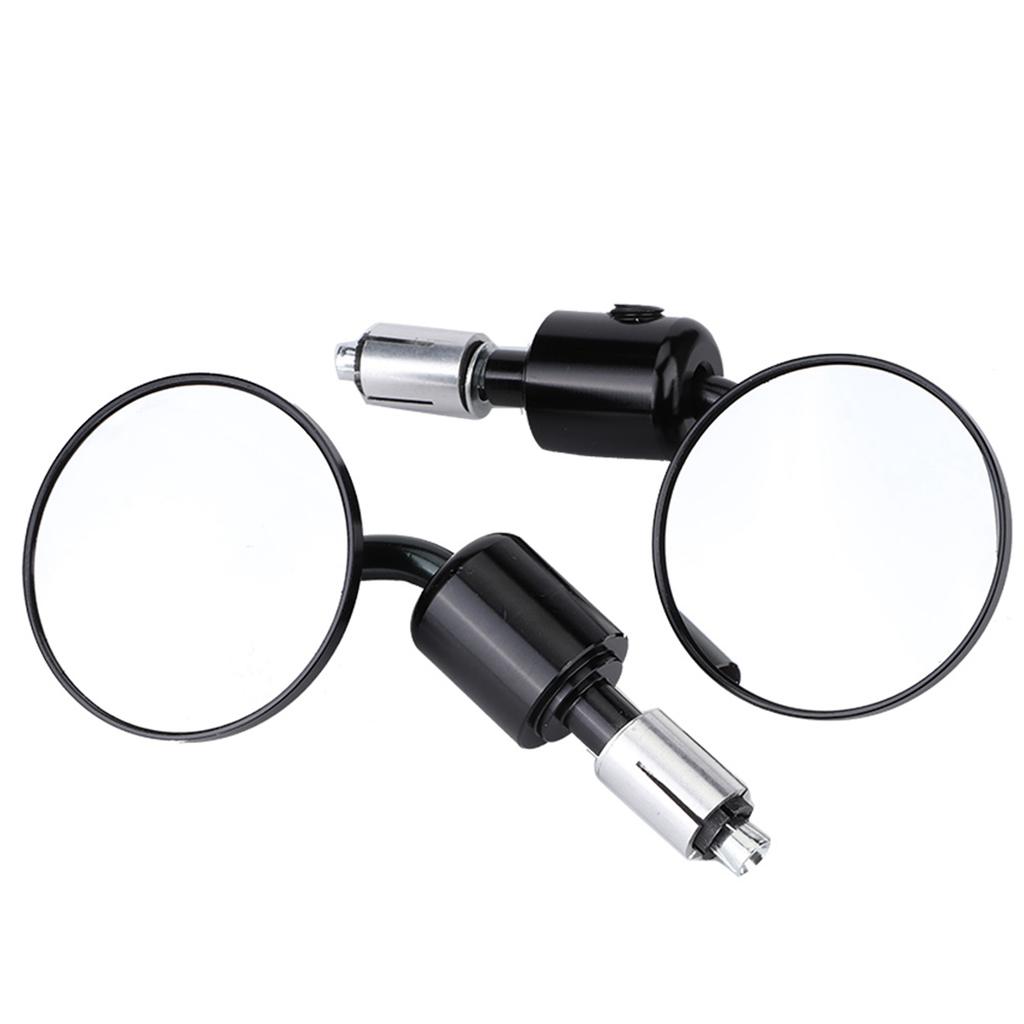 1 Pair 7 8  Round Handlebar Bar End Rear View Mirrors Motorcycle Motorbike Sidemirror Black