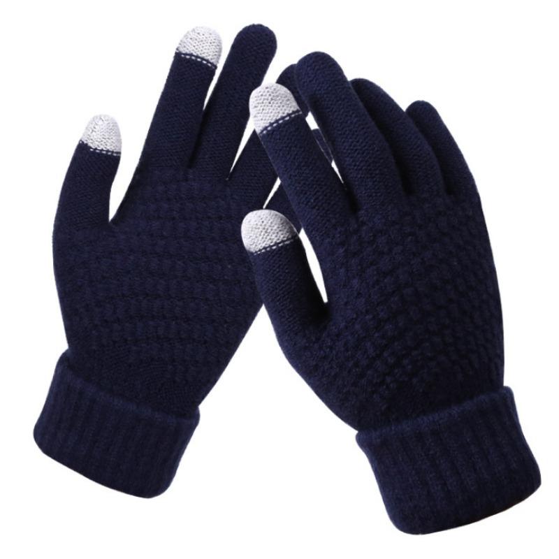 Touch Screen Gloves Women's Winter Knitted Fleece Jacquard Thickened Non-slip Warm Fashion Winter Gloves