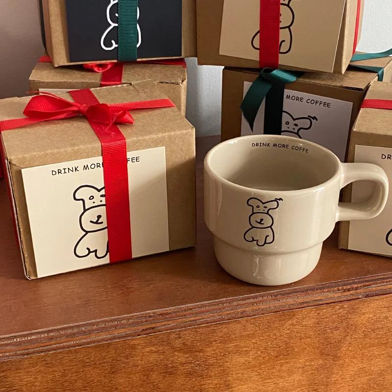 Cute Niche Cartoon Dog Coffee Cup Gentle Milk Coffee Fall And Winter Mug Ceramic Cup Couple Cup Gift Juice Cold Drinkware