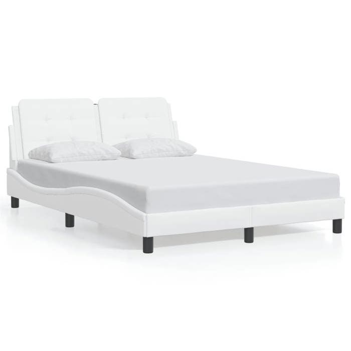 VidaXL Cadre de Lit sans Matelas Zadar, Lit Rembourré, Lit Double, Lit Adulte de Chambre à Coucher Intérieur, Blanc 120x200 3208171