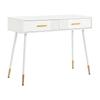 Makeup Table, Dressing Table, Desk with 2 Drawers, Metal Legs, White, Dimensions: H 76 cm × W 100 cm × D 40 cm (without mirror)