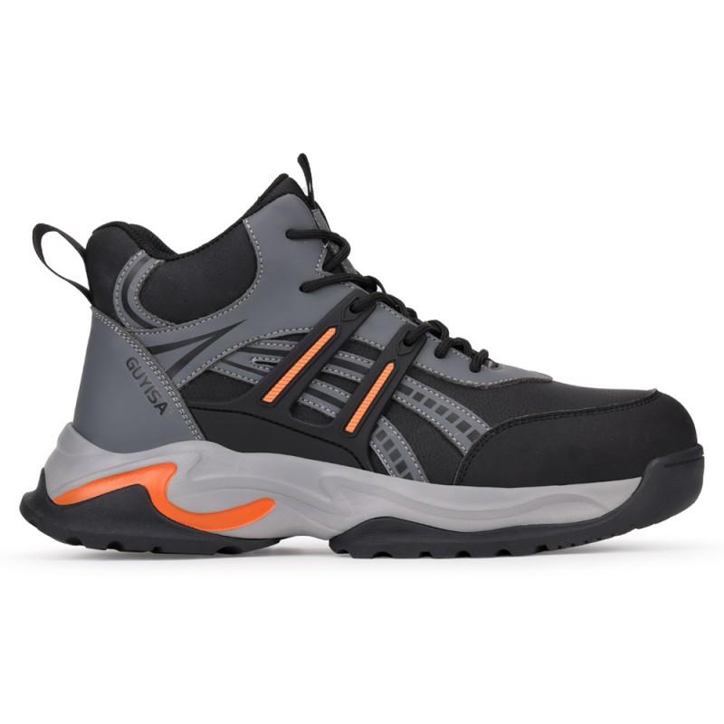 Steel Toe Safety Work Boots Men High-Top Anti-Impact Anti-Puncture Slip Resistant Industrial Shoes