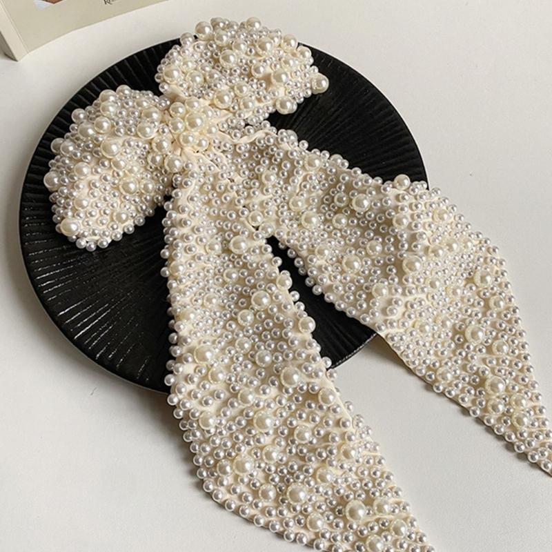 Fashion Artificial Pearls Bowknot Hair Clip For Bridal Shower Formal Event Photoshoots Special Occasion NonSlip Hairpin