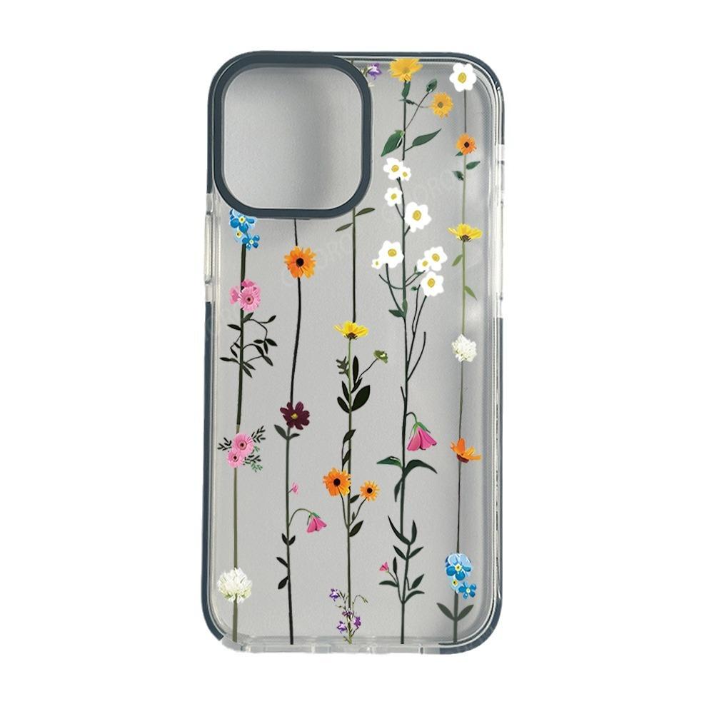 Foreign Trade Explosion Isn't Simple Flower iPhone14 Two-color Tpu Transparent Case Apple 17 Flower Mobile Phone Case 16